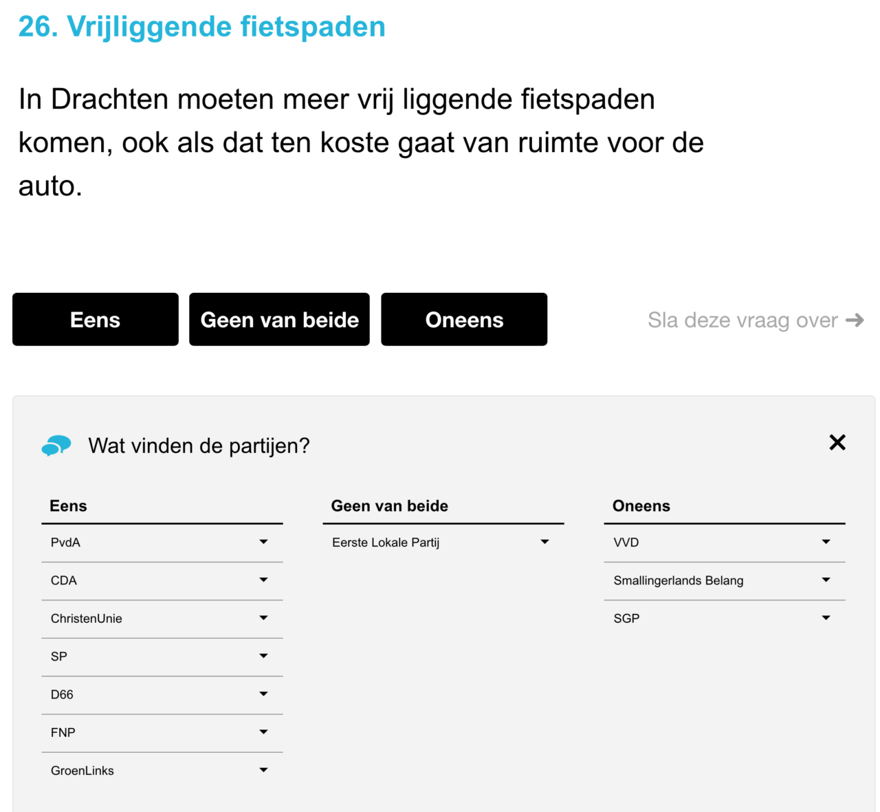 Stemwijzer over fietsbeleid