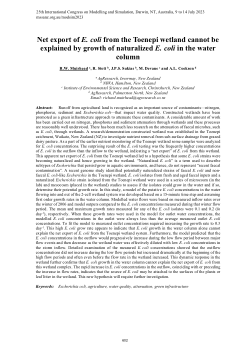 Net export of <i>E. coli</i> from the Toenepi wetland cannot be explained by growth of naturalized <i>E. coli</i> in the water column