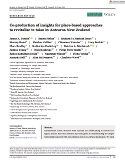 Co-production of insights for place-based approaches to revitalise te taiao in Aotearoa New Zealand