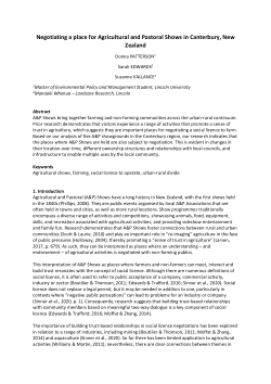 Negotiating a place for Agricultural and Pastoral Shows in Canterbury, New Zealand