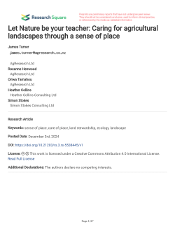 Let Nature be your teacher: Caring for agricultural landscapes through a sense of place