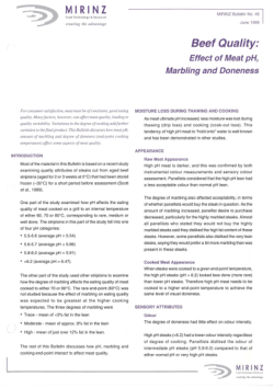 Beef Quality: Effect of Meat pH, Marbling and Doneness