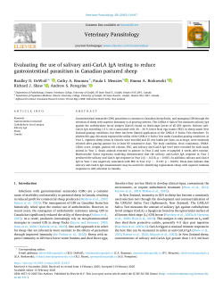 Evaluating the use of salivary anti-CarLA IgA testing to reduce gastrointestinal parasitism in Canadian pastured sheep