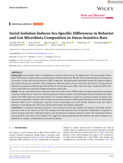 Social Isolation Induces Sex-Specific Differences in Behavior and Gut Microbiota Composition in Stress-Sensitive Rats