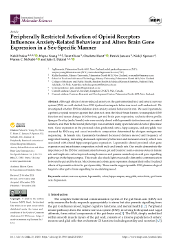 Peripherally Restricted Activation of Opioid Receptors Influences Anxiety-Related Behaviour and Alters Brain Gene Expression in a Sex-Specific Manner