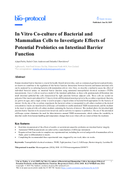 In Vitro Co-culture of Bacterial and Mammalian Cells to Investigate Effects of Potential Probiotics on Intestinal Barrier Function