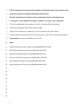 Kawakawa and the hungry little caterpillars: the kawakawa looper <i>Cleora scriptaria</i> causes unique plant responses in kawakawa <i>Macropiper excelsum</i> leaves