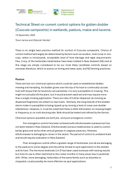 Technical Sheet on current control options for golden dodder (<i>Cuscuta campestris</i>) in wetlands, pasture, maize and lucerne