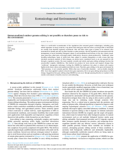 Human-mediated outdoor genome editing is not possible so therefore poses no risk to the environment