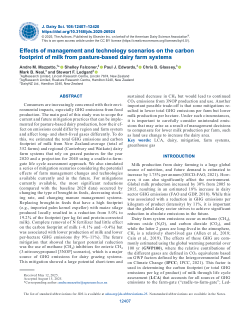 Effects of management and technology scenarios on the carbon footprint of milk from pasture-based dairy farm systems