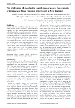 The challenges of monitoring the where, when and how many for insect sleeper pests: the example of <i>Spodoptera litura</i> (tropical armyworm) in Aotearoa New Zealand
