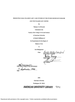Presenting Kara Walker's art: Case studies of the Studio Museum in Harlem and the Walker Art Center