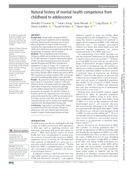 Natural history of mental health competence from childhood to adolescence