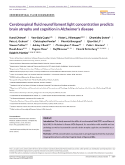 Cerebrospinal fluid neurofilament light concentration predicts brain atrophy and cognition in Alzheimer's disease