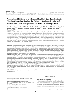 Protocol and rationale: a 24-week double-blind, randomized, placebo controlled trial of the efficacy of adjunctive garcinia mangostanaLinn. (mangosteen) pericarp for schizophrenia