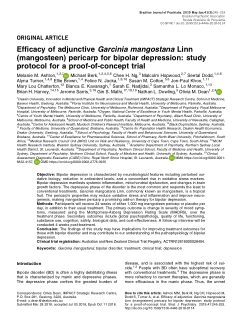 Efficacy of adjunctive Garcinia mangostana Linn (mangosteen) pericarp for bipolar depression: study protocol for a proof-of-concept trial