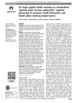 Do larger graphic health warnings on standardised cigarette packs increase adolescents' cognitive processing of consumer health information and beliefs about smoking-related harms?