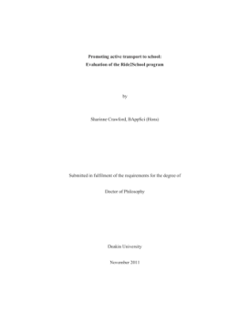 Promoting active transport to school : evaluation of the Ride2School program