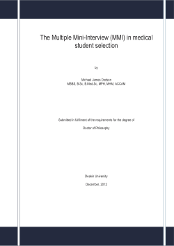 The multiple mini-interview (MMI) in medical student selection
