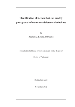 Identification of factors that can modify peer group influence on adolescent alcohol use