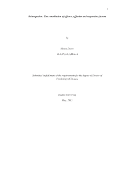 Reintegration: The contribution of offence, offender and respondent factors