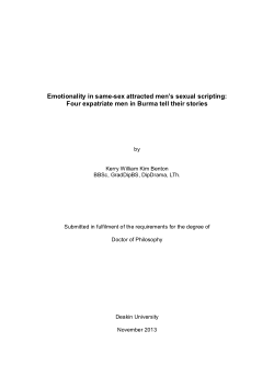 Emotionality in same-sex attracted men’s sexual scripting: four expatriate men in Burma tell their stories