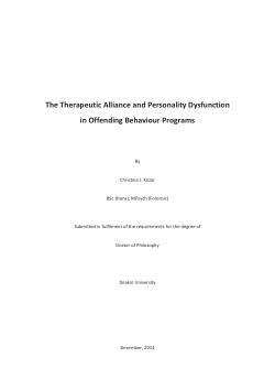 The therapeutic alliance and personality dysfunction in offending behaviour programs