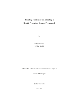 Creating readiness for adopting a health promoting schools framework.