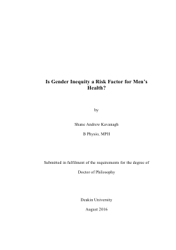 Is gender inequity a risk factor for men’s health?