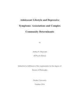 Adolescent lifestyle and depressive symptoms: associations and complex community determinants