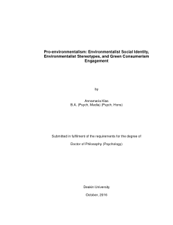 Pro-environmentalism: environmentalist social identity, environmentalist stereotypes, and green consumerism engagement