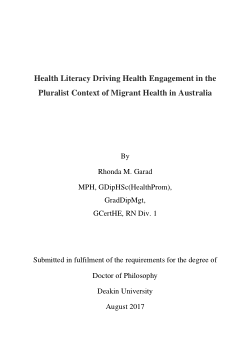 Health literacy driving health engagement in the pluralist context of migrant health in Australia