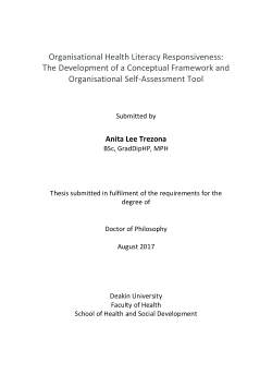Organisational health literacy responsiveness: The development of a conceptual framework and organisational self-assessment tool