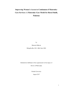Improving women’s access to continuum of maternity-care services: A maternity-care model for rural Sindh, Pakistan