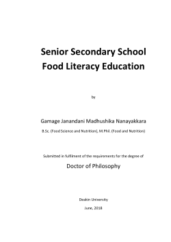 Senior secondary school food literacy education