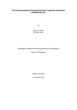 The post-anaesthesia n-acetyl-cysteine cognitive evaluation (PANACEA) trial