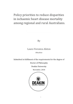 Policy priorities to reduce disparities in ischaemic heart disease mortality among regional and rural Australians