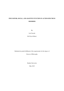 Fine Motor, Social, and Adaptive Function in Autism Spectrum Disorder