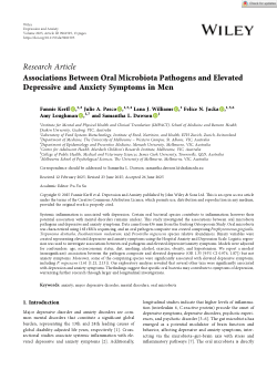 Associations Between Oral Microbiota Pathogens and Elevated Depressive and Anxiety Symptoms in Men