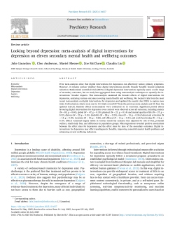 Looking beyond depression: meta-analysis of digital interventions for depression on eleven secondary mental health and wellbeing outcomes