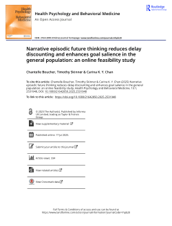 Narrative episodic future thinking reduces delay discounting and enhances goal salience in the general population: an online feasibility study