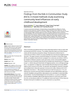 Findings from the Kids in Communities Study (KiCS): A mixed methods study examining community-level influences on early childhood development
