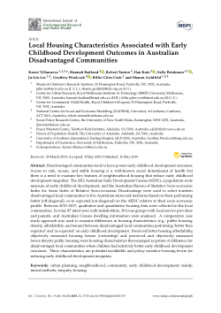 Local housing characteristics associated with early childhood development outcomes in Australian disadvantaged communities