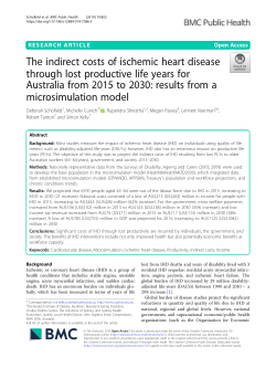 The indirect costs of ischemic heart disease through lost productive life years for Australia from 2015 to 2030: Results from a microsimulation model