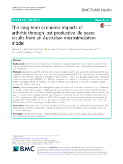 The long-term economic impacts of arthritis through lost productive life years: Results from an Australian microsimulation model