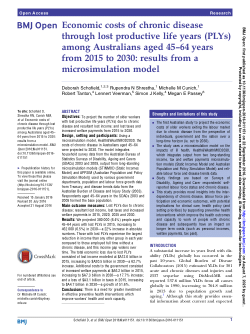 Economic costs of chronic disease through lost productive life years (PLYs) among Australians aged 45–64 years from 2015 to 2030: Results from a microsimulation model