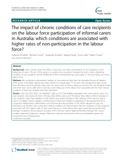 The impact of chronic conditions of care recipients on the labour force participation of informal carers in Australia: Which conditions are associated with higher rates of non-participation in the labour force?