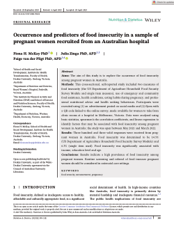 Occurrence and predictors of food insecurity in a sample of pregnant women recruited from an Australian hospital