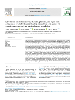 Hydrothermal-assisted co-recovery of pectin, phenolics, and sugars from apple pomace coupled with understanding dietary fibre development via compositional, structural, and physicochemical modulations
