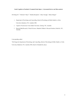 Social Cognition in Paediatric Traumatic Brain Injury: A Systematic Review and Meta-analysis